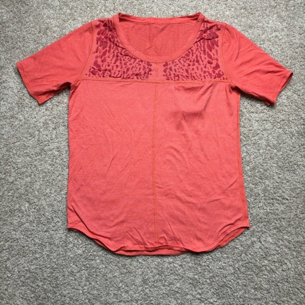 Lululemon Athletica Red Smocked Short Sleeve Tee